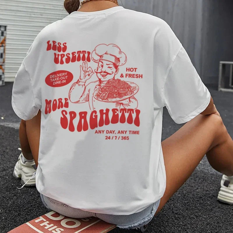 Spaghetti Retro Pasta Lover T-shirt WHITE / S t-shirt-250223