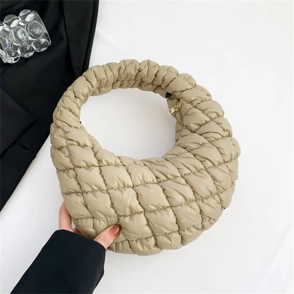 Small Quilted Tote Cotton Padded Shoulder Handbag
