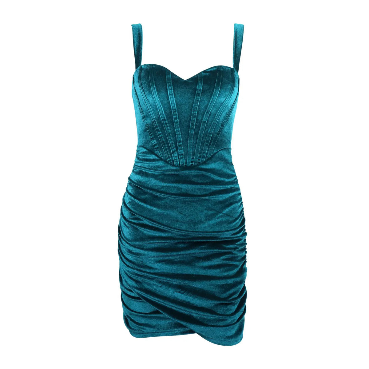 Velvet Sweetheart Ruched Bodycon Mini Dress