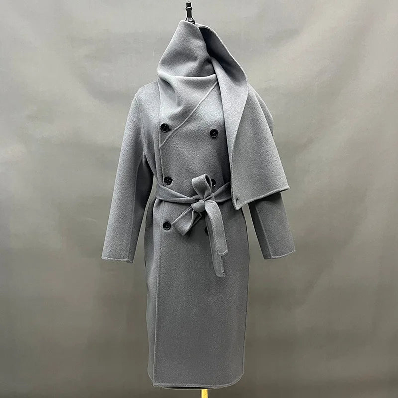 Handmade Cashmere Wool Belted Overcoat