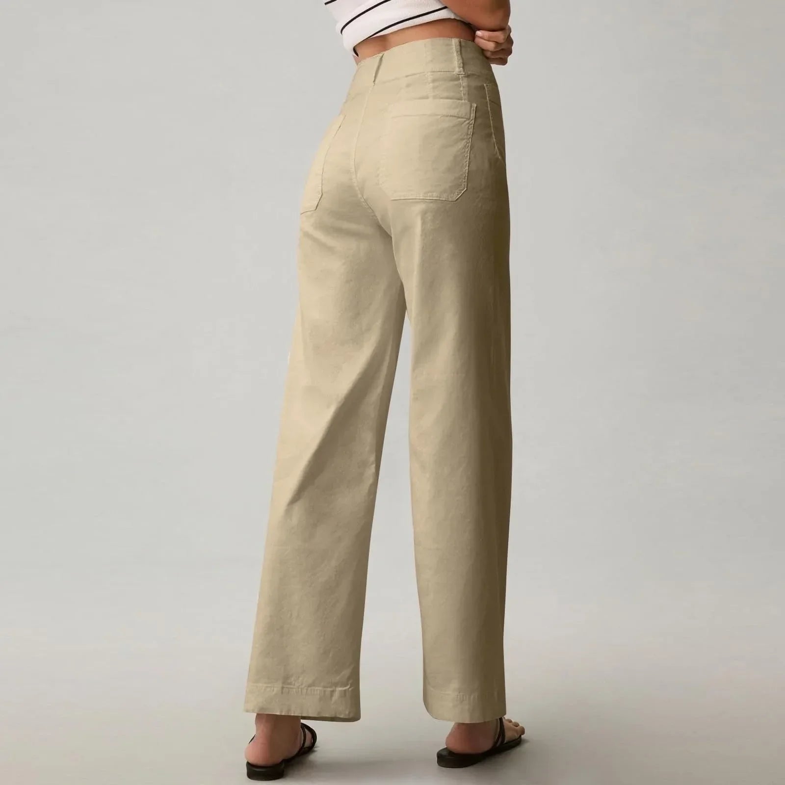 High Waist Patch Pocket Straight Pants
