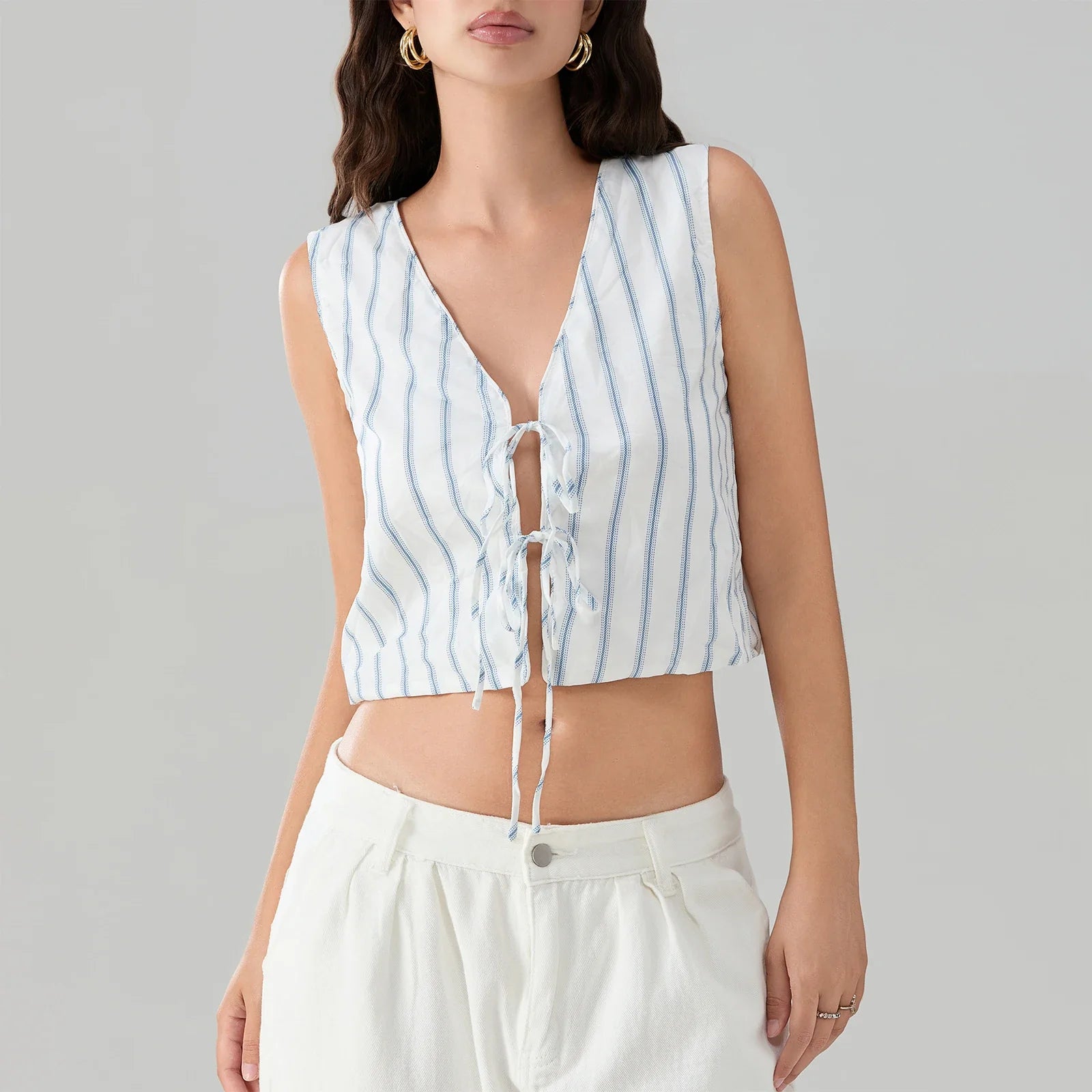 Tie Knot Striped Bandage Crop Top