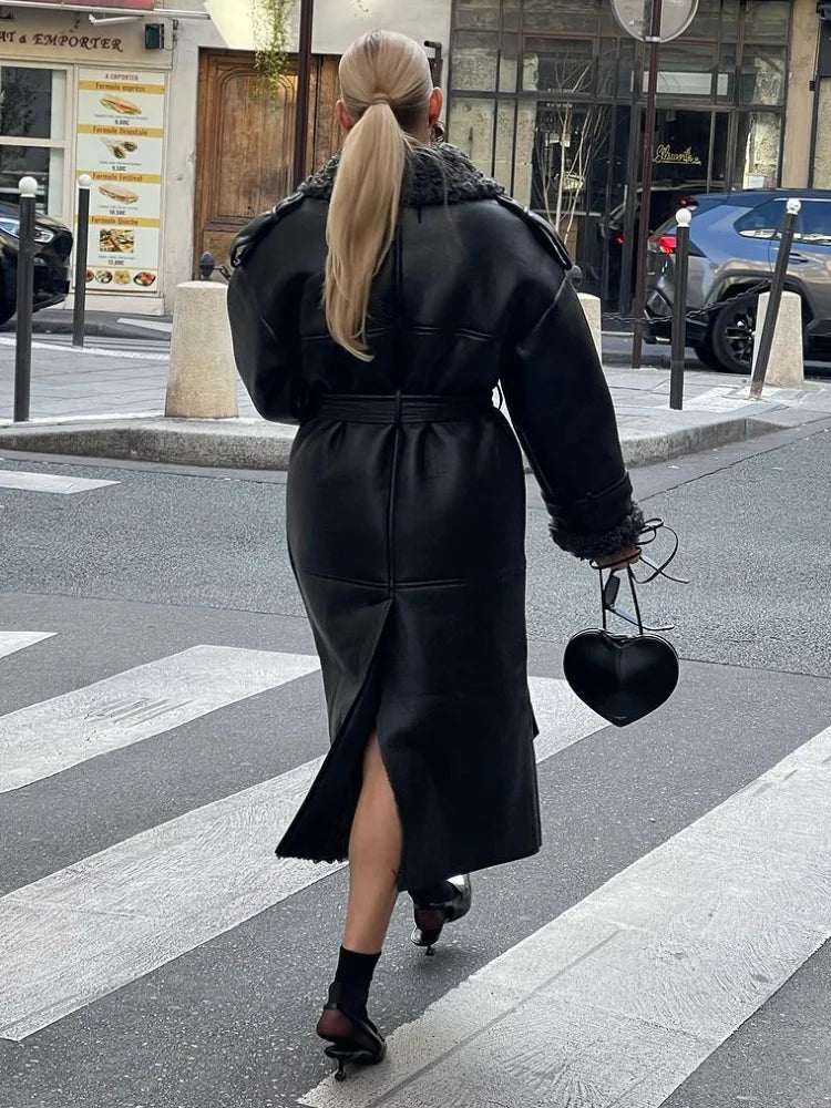 Leopard Faux Mink Fur Winter Overcoat