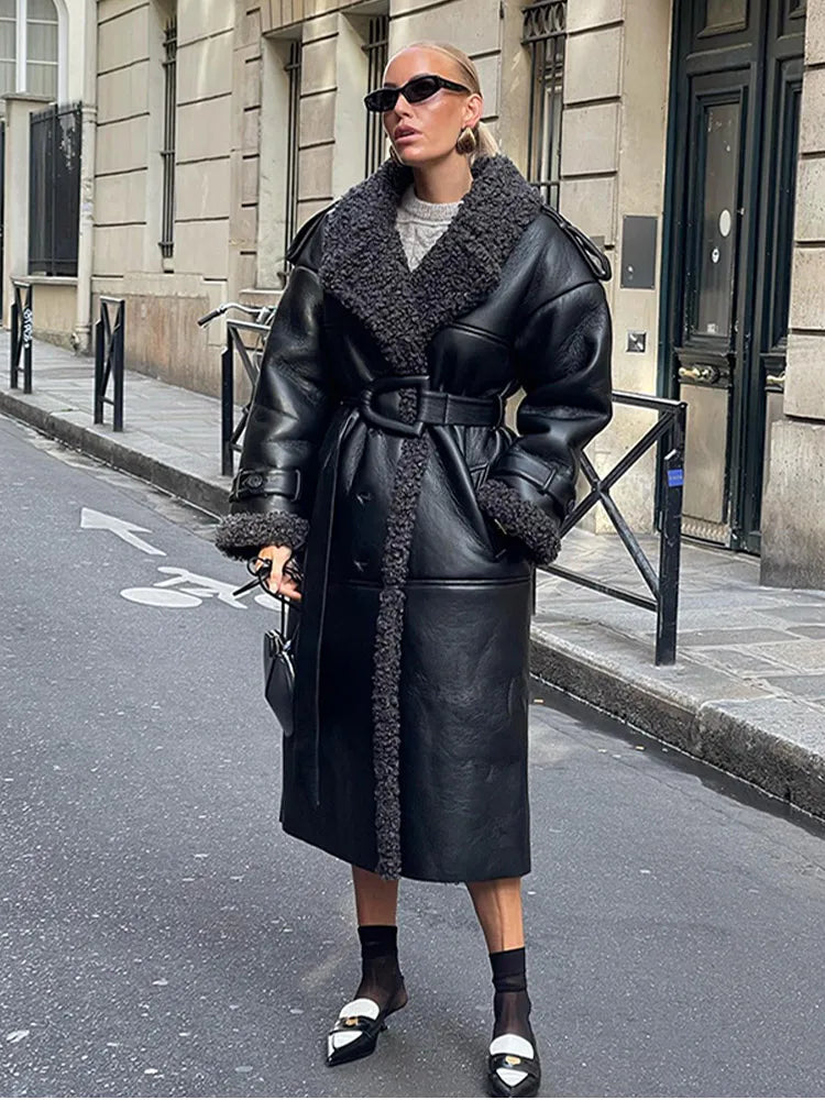 Leopard Faux Mink Fur Winter Overcoat