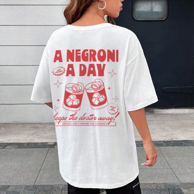 Negroni Summer Retro Cocktail T-shirt - Fashionpara