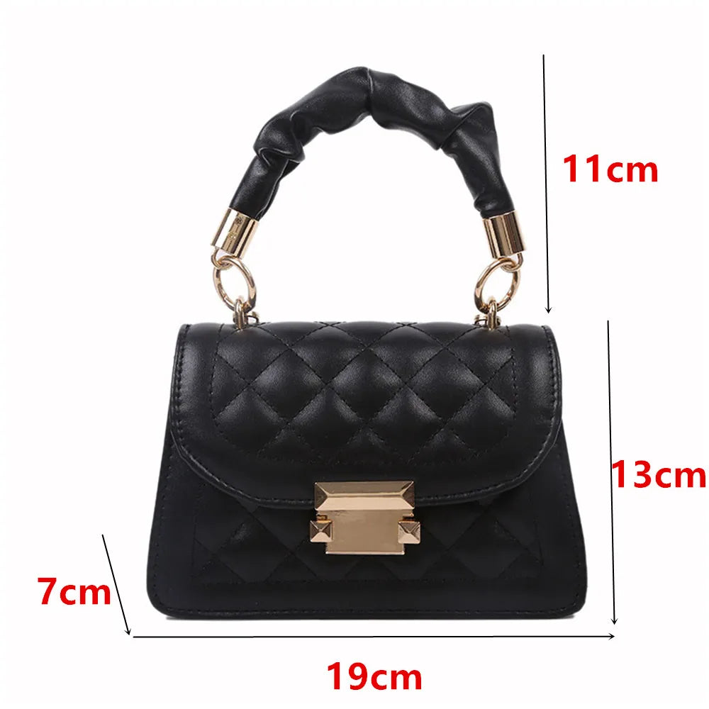 Women PU Leather Designer Crossbody Chain Handbag