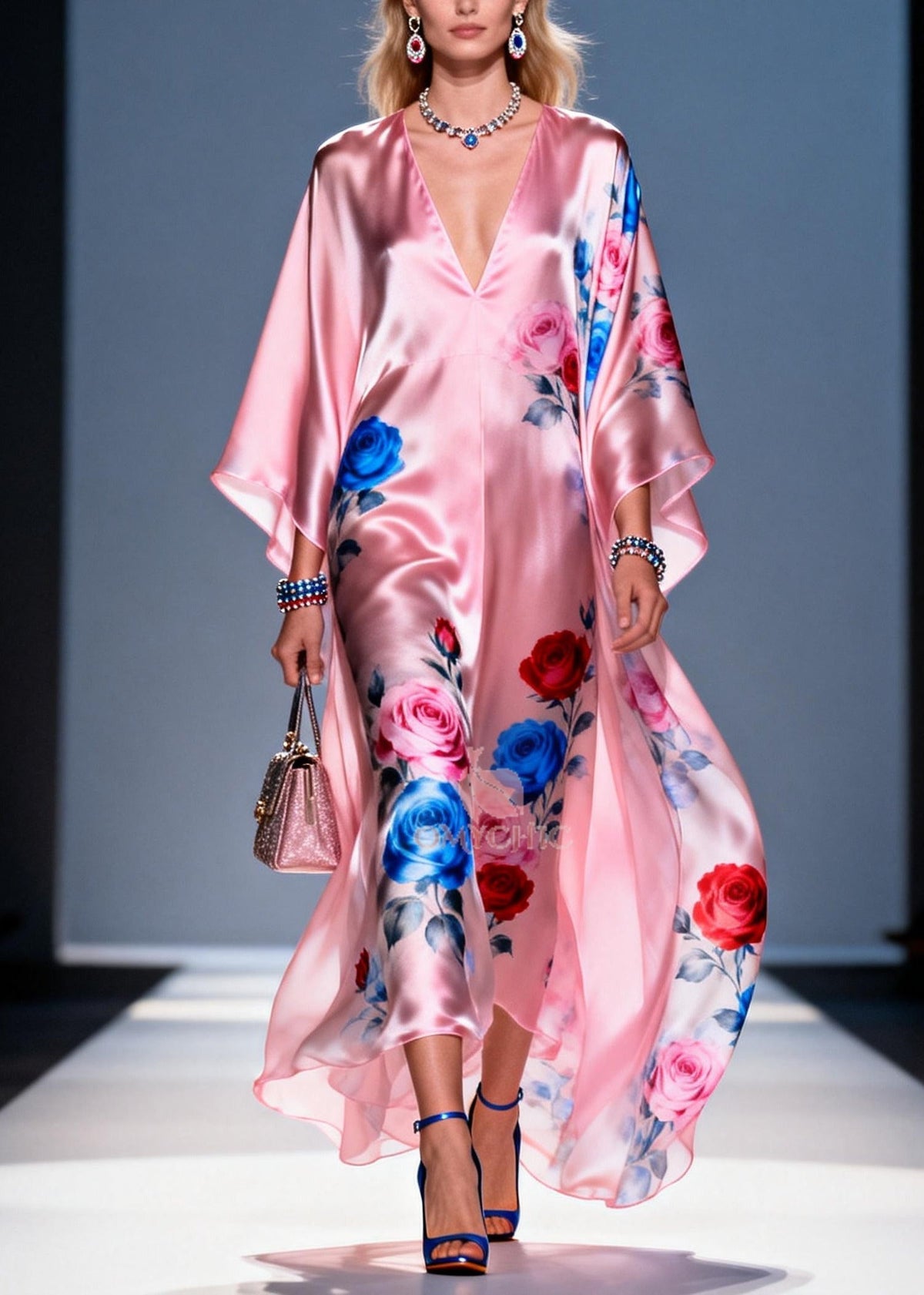 Chiffon Floral Oversized Midi Dress