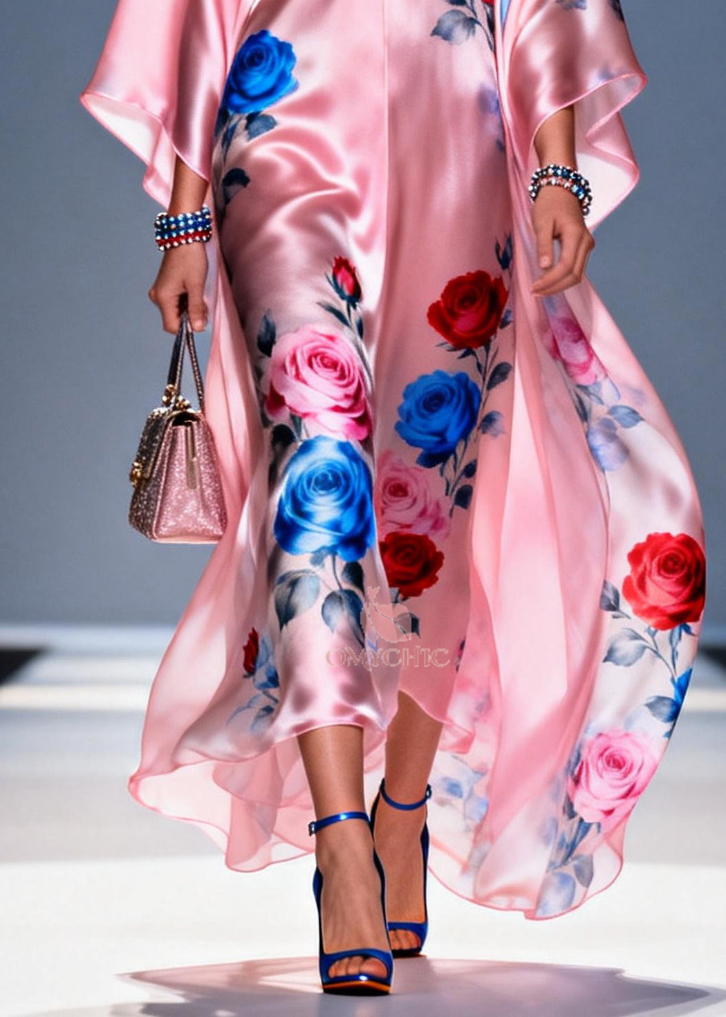 Chiffon Floral Oversized Midi Dress - View 4