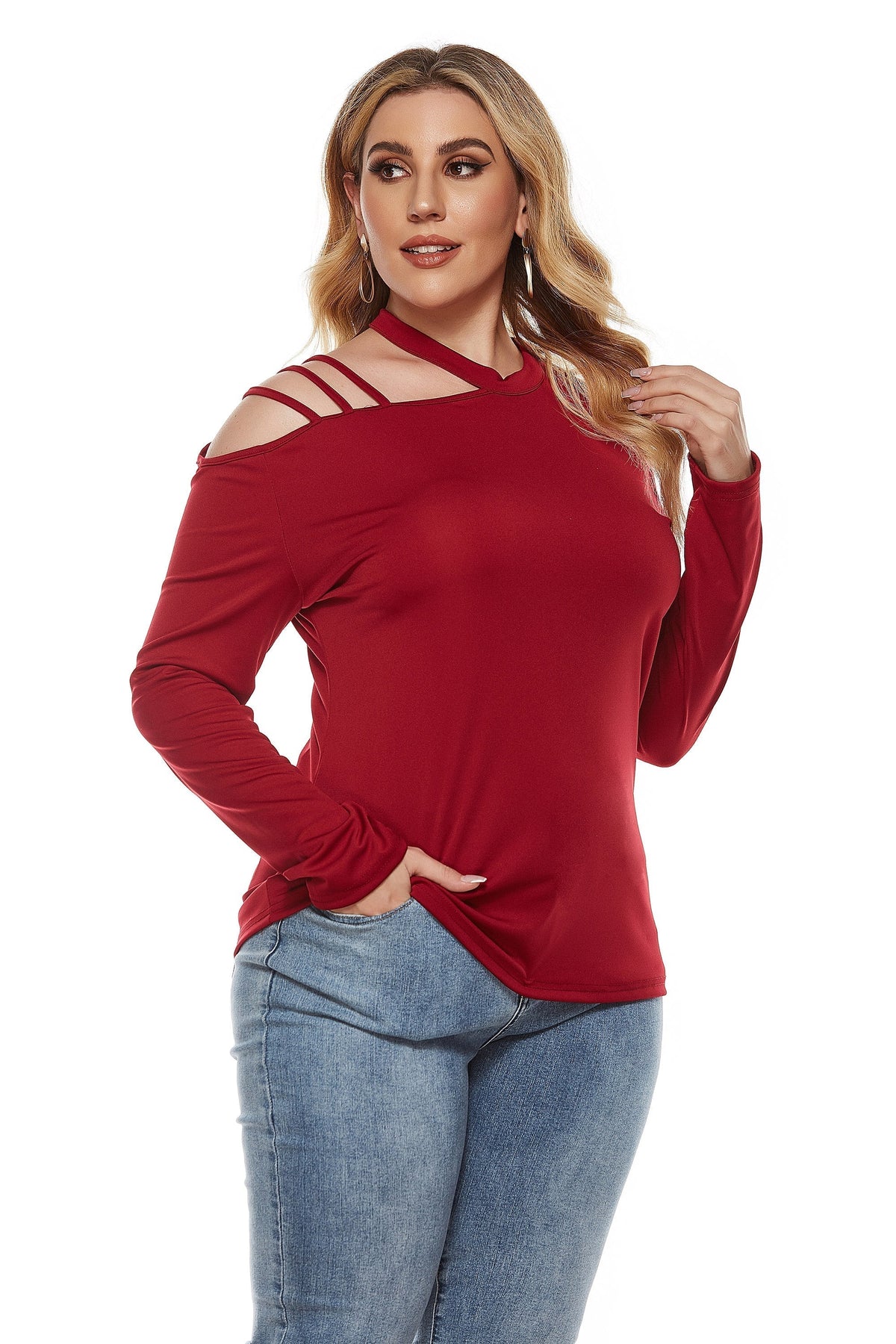 KittenAlarm - Women Plus Size Round Neck Irregular Top T-shirt