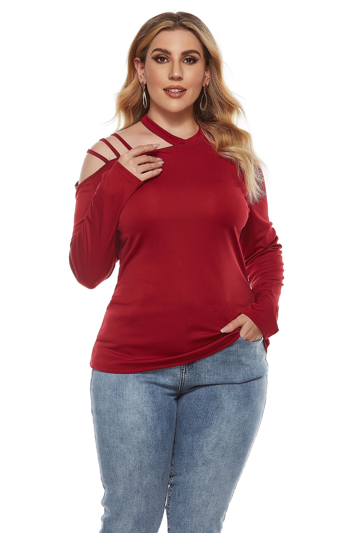 KittenAlarm - Women Plus Size Round Neck Irregular Top T-shirt