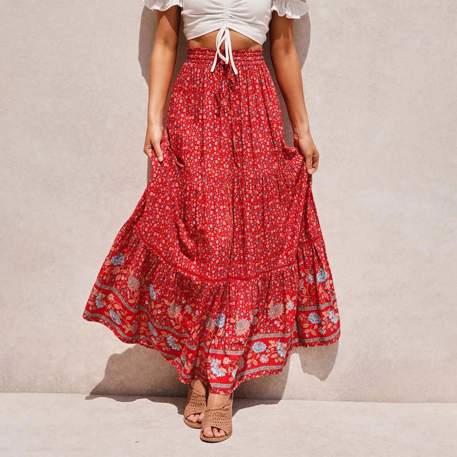 Bohemian Lace High Waist Slim Floral Skirt
