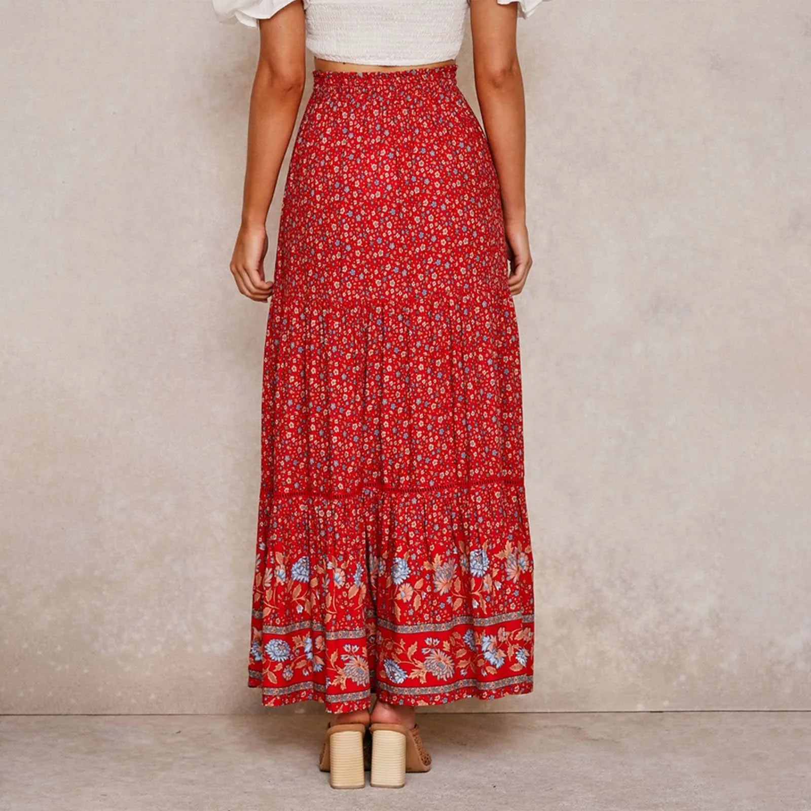 Bohemian Lace High Waist Slim Floral Skirt
