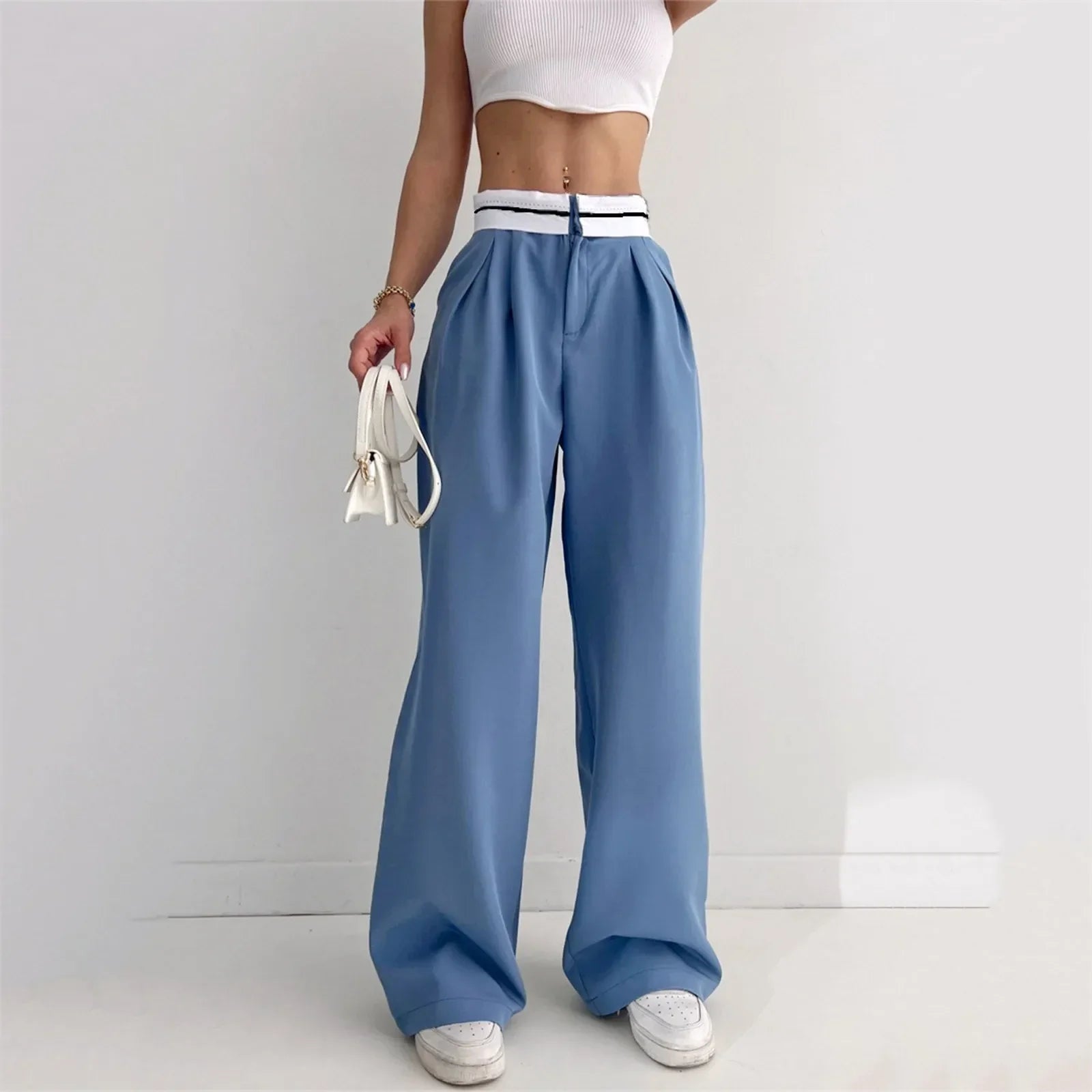 Pure Color High Waist Slim Pants