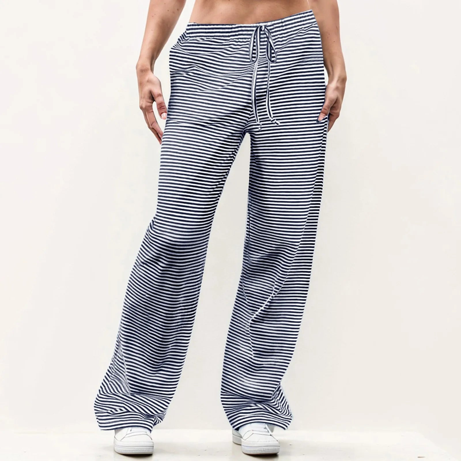 Striped Solid Wide Leg Pants