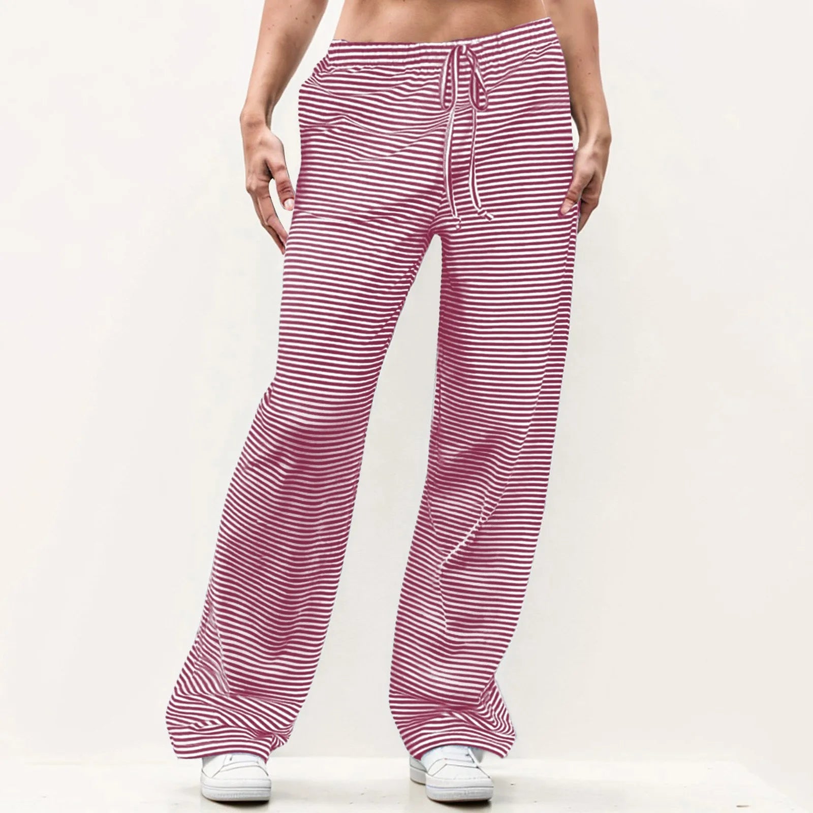 Striped Solid Wide Leg Pants