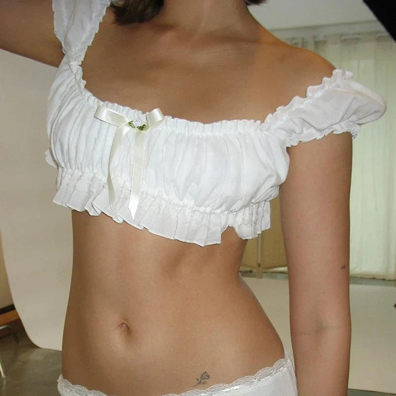 Slim Fit Off Shoulder Ruffle Top - Fashionpara