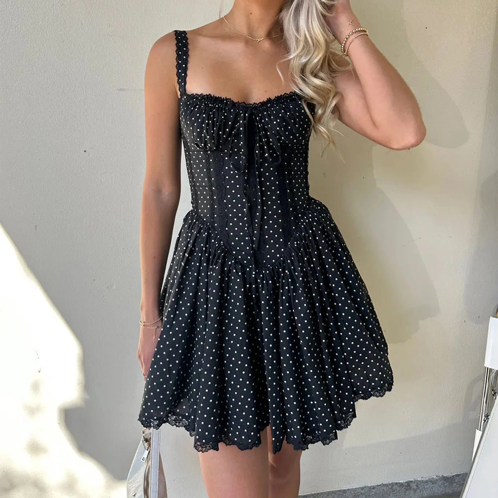 Dot Print Corset Mini Dress