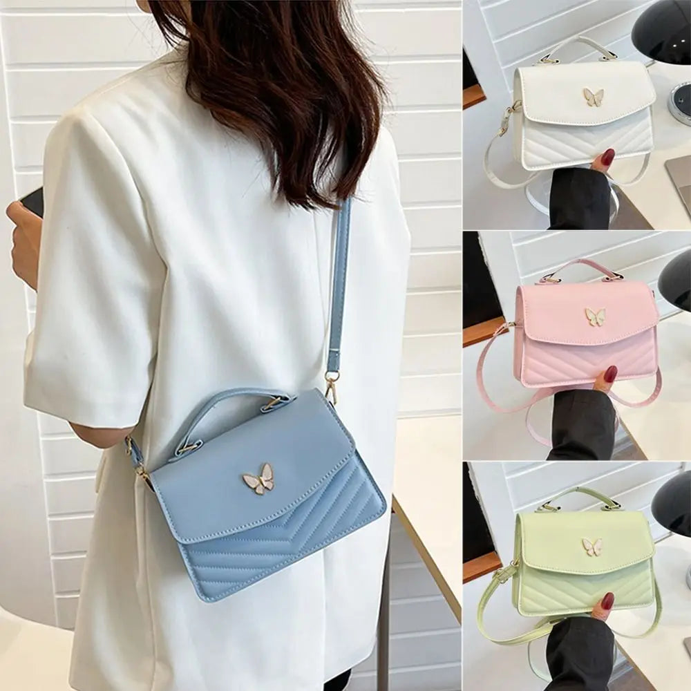 Stylish Butterfly Embroidery PU Leather Handbag