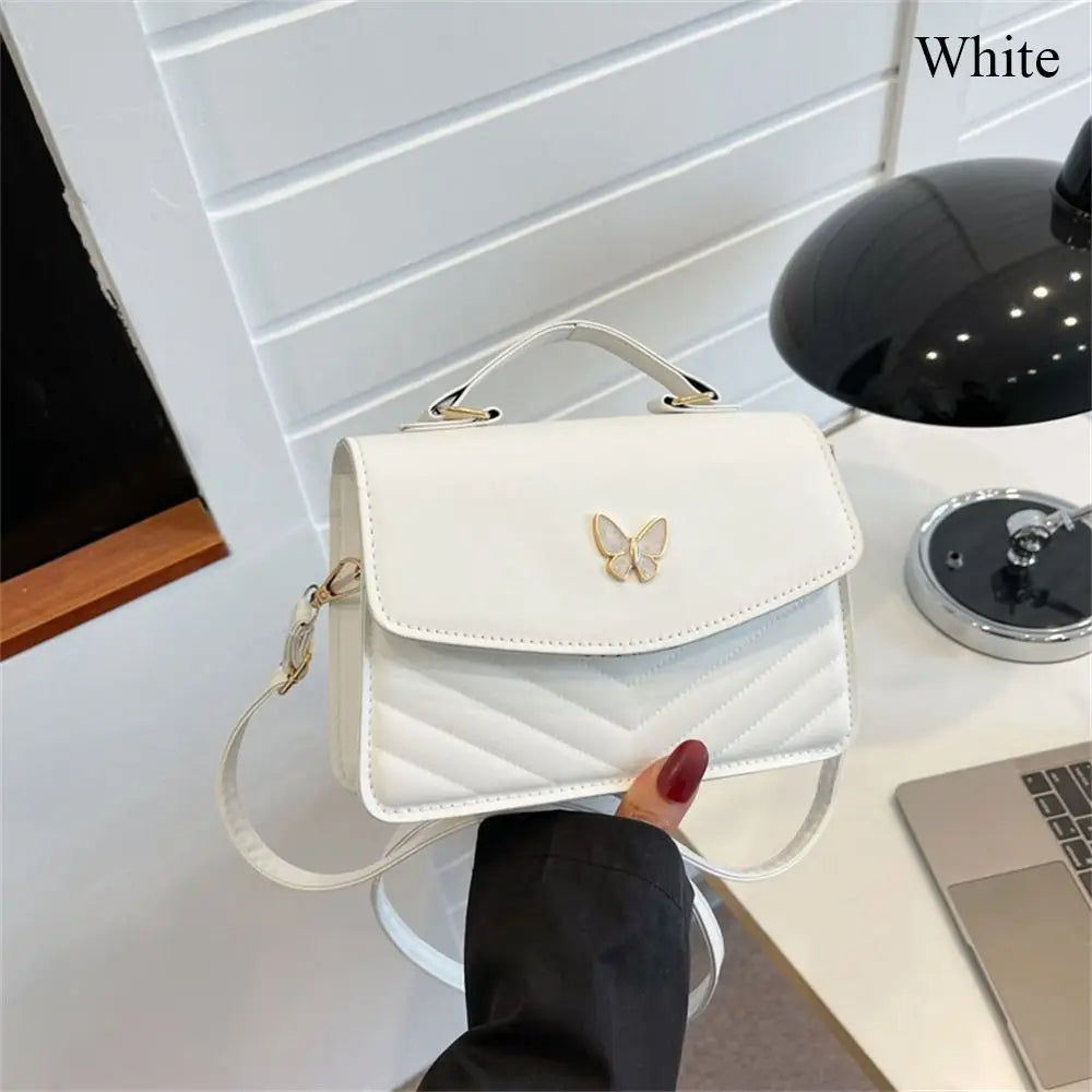 Stylish Butterfly Embroidery PU Leather Handbag
