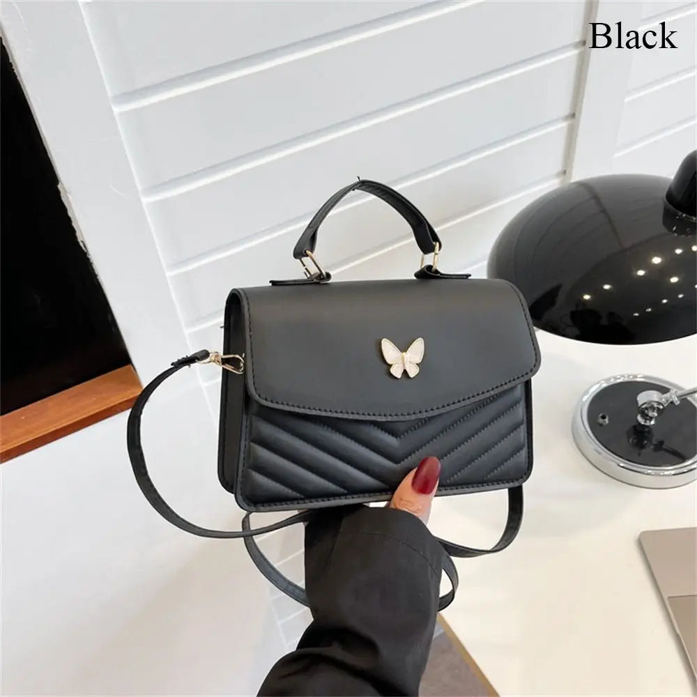 Stylish Butterfly Embroidery PU Leather Handbag