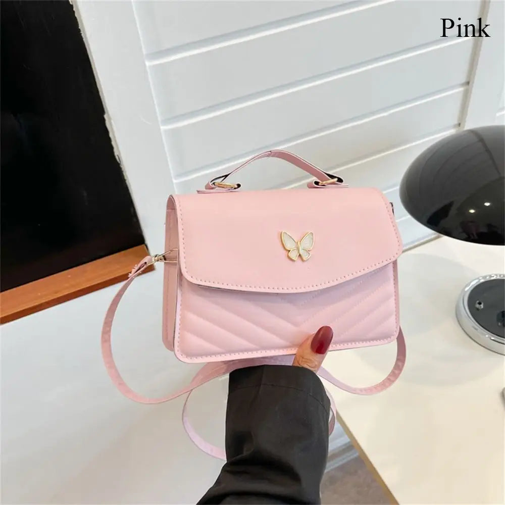 Stylish Butterfly Embroidery PU Leather Handbag