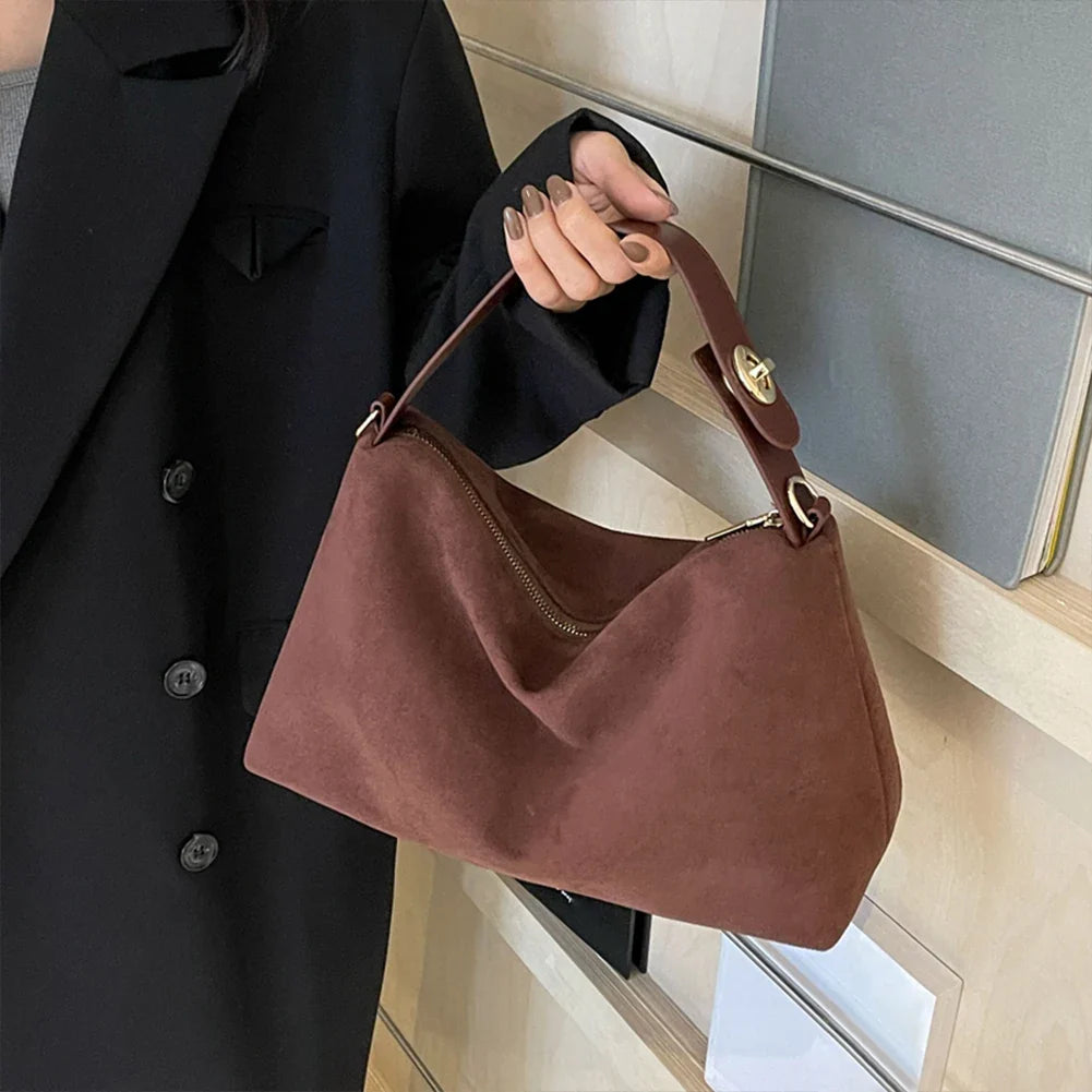 Women Suede Adjustable Crossbody Handbag