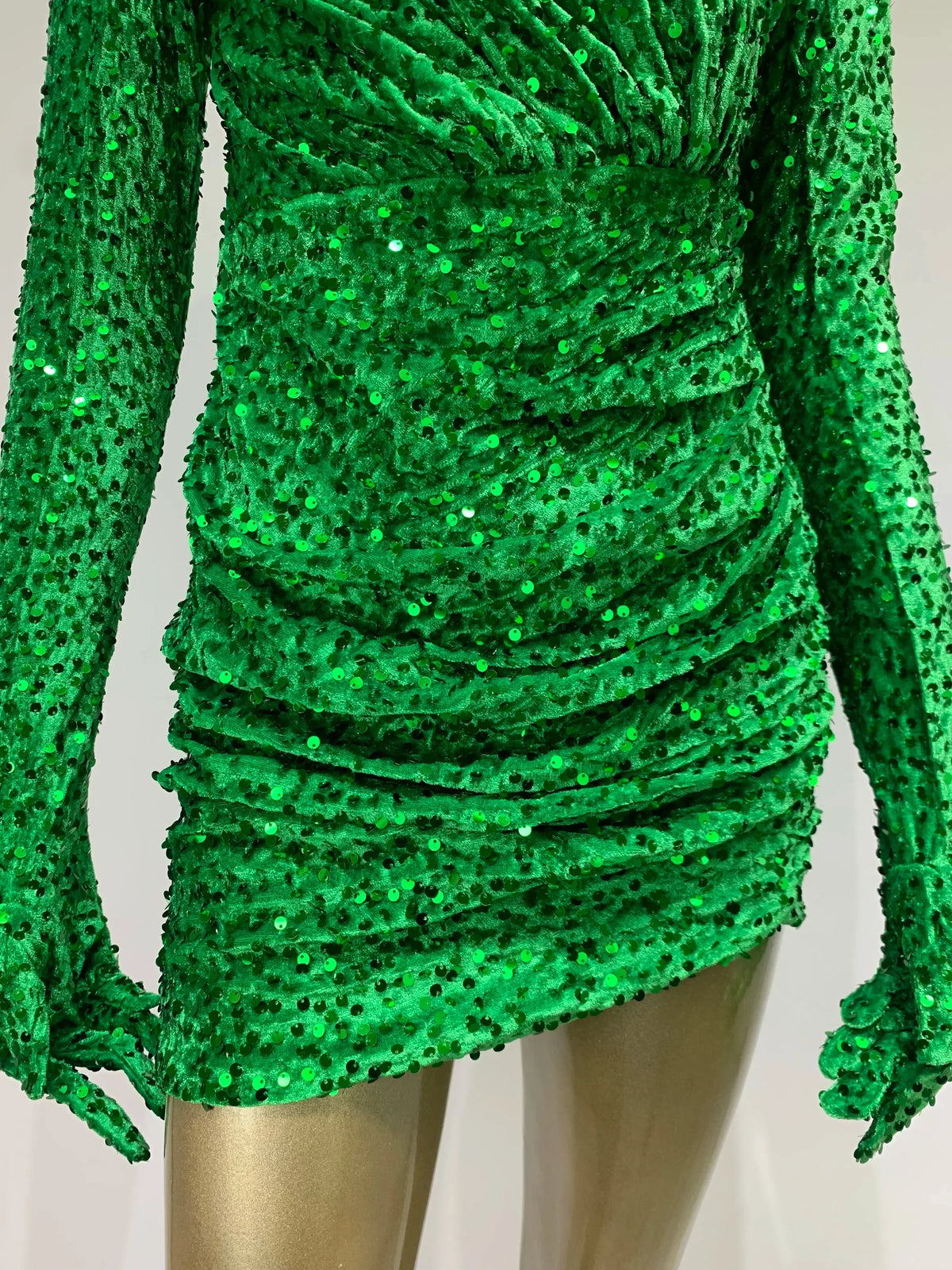 Sequin High Neck Long Sleeve Bodycon Mini Dress