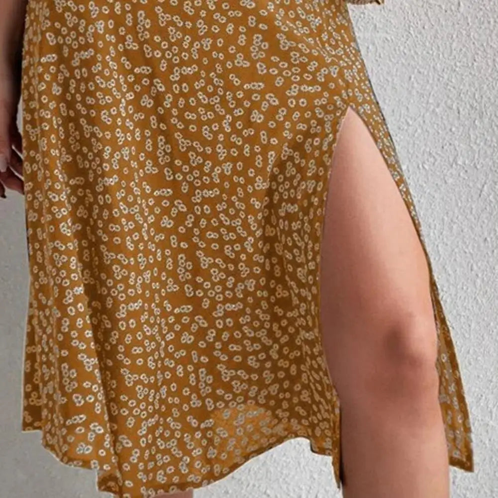 Floral Print Slit A-Line High Waist Loose Skirt