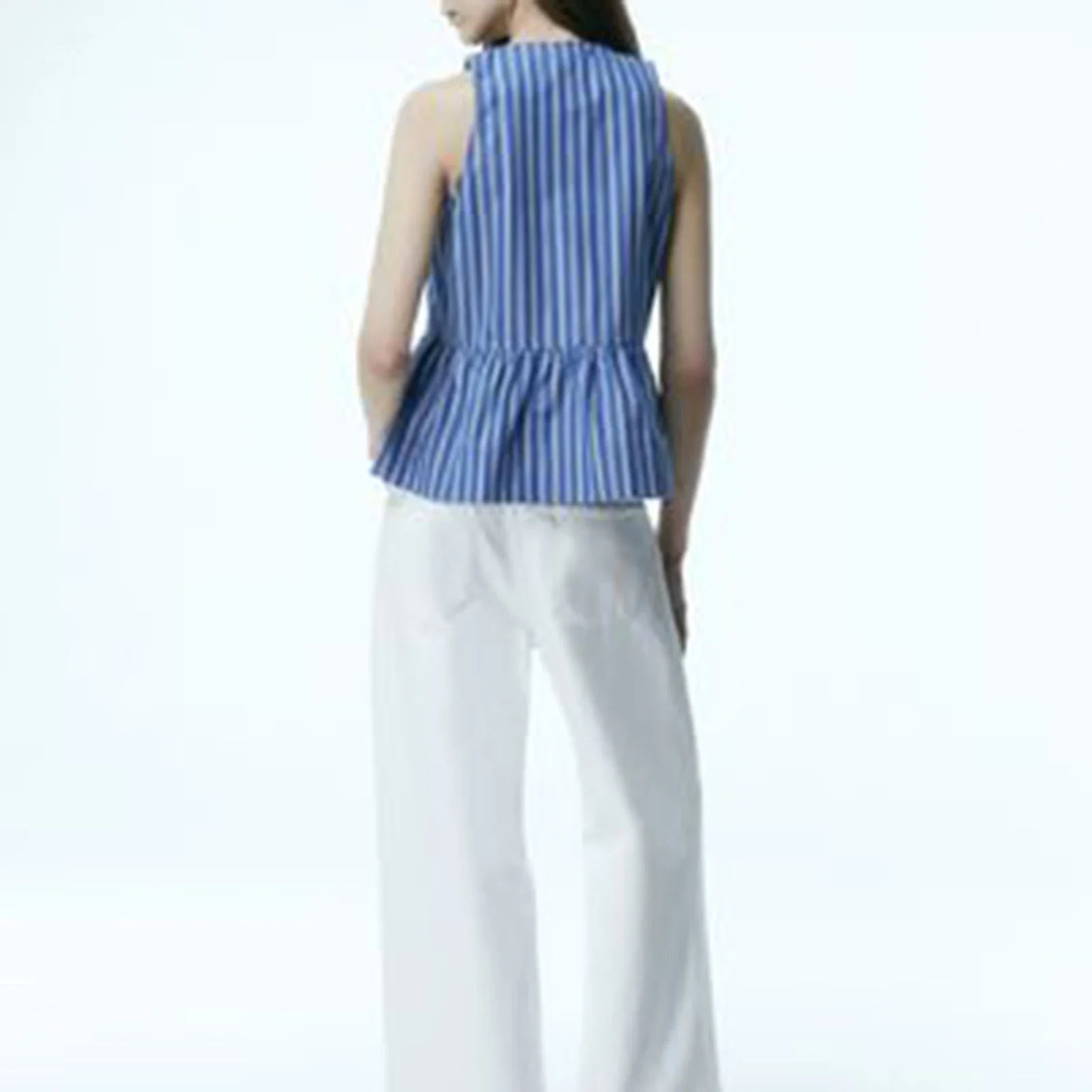 Striped Tie-Up Hollow Crop Top