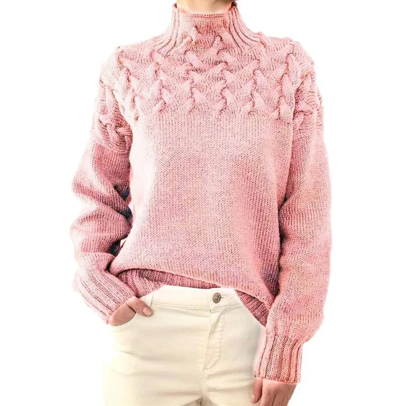 Crochet & Knitted Thick Pink Sweater 12