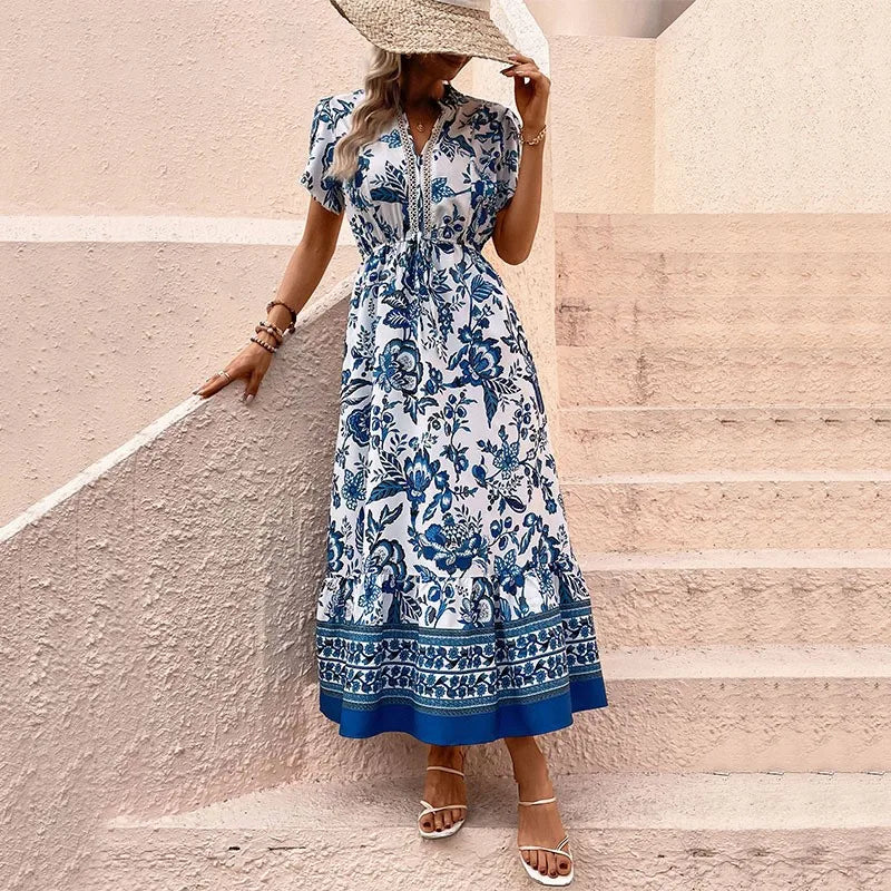 Vacation Style Floral Print Dress