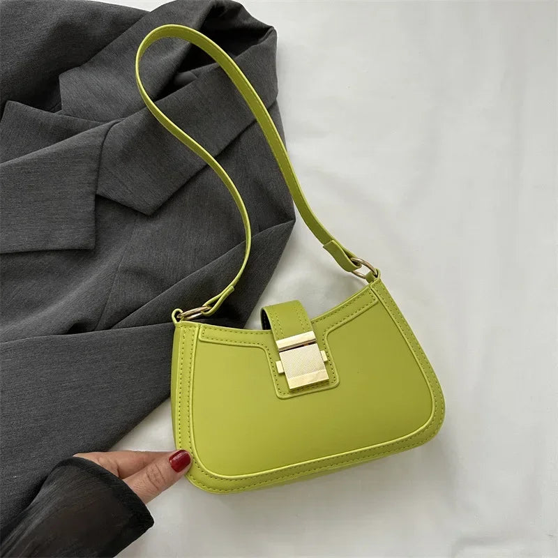 Brown Gold Buckle Vintage Shoulder Bag