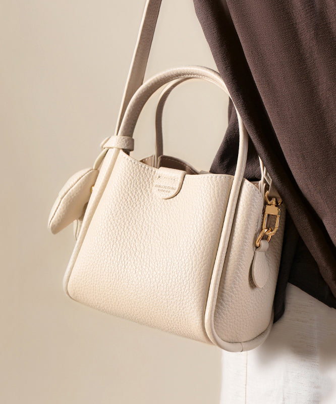 Versatile White Tote Leather Handbag Faux