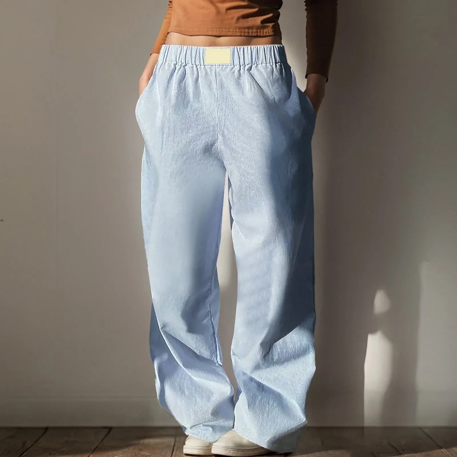 Vintage Wide Leg Drawstring High Waist Pants