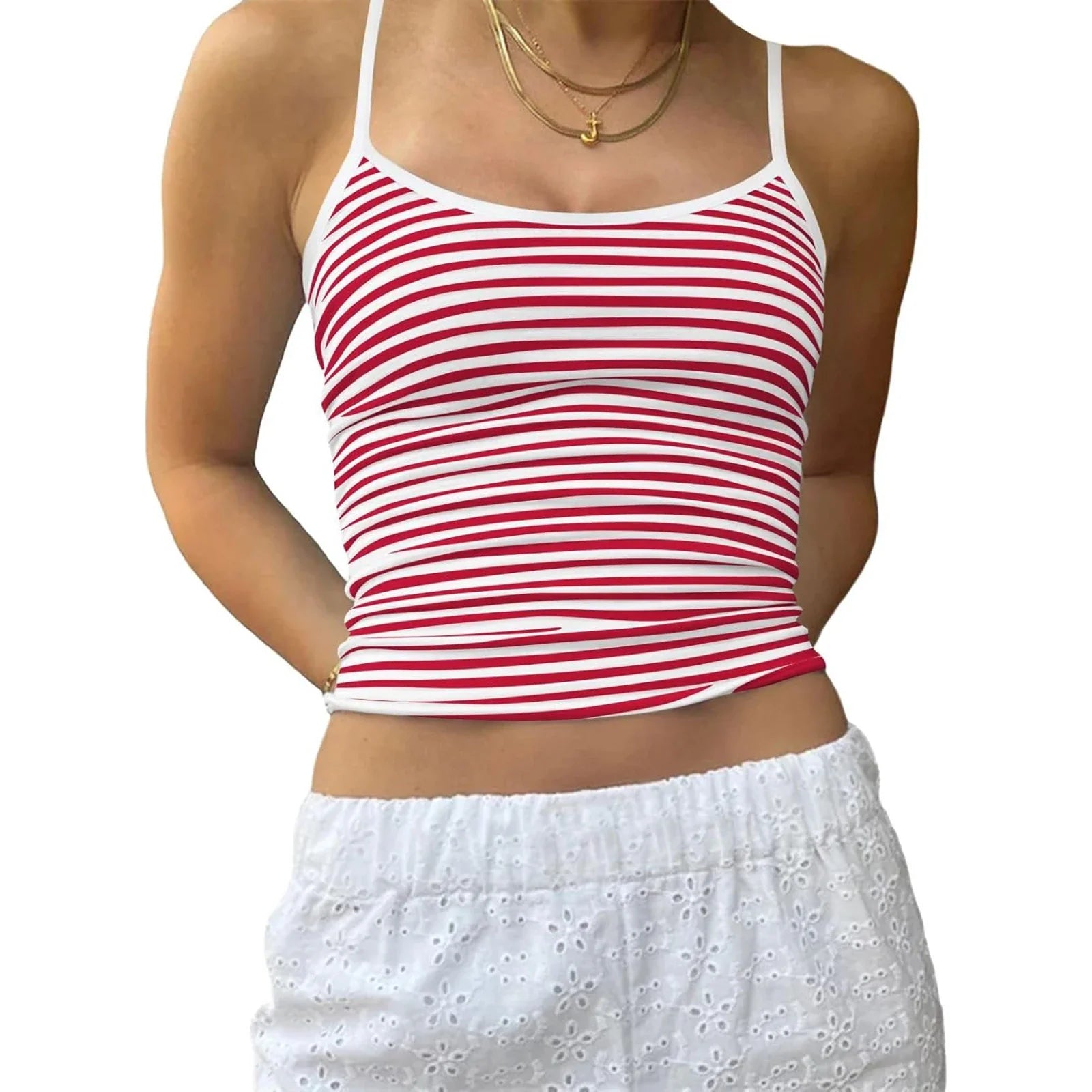Solid Striped Slim Crop Top