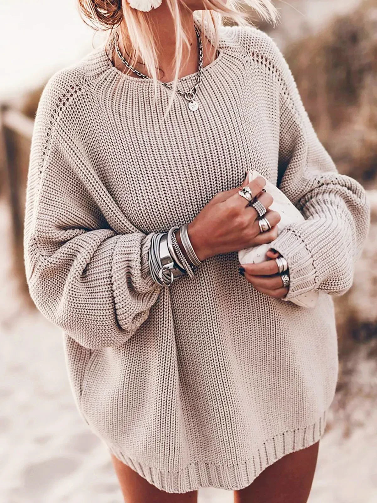 Simple Knit  Elastic  Winter Sweater