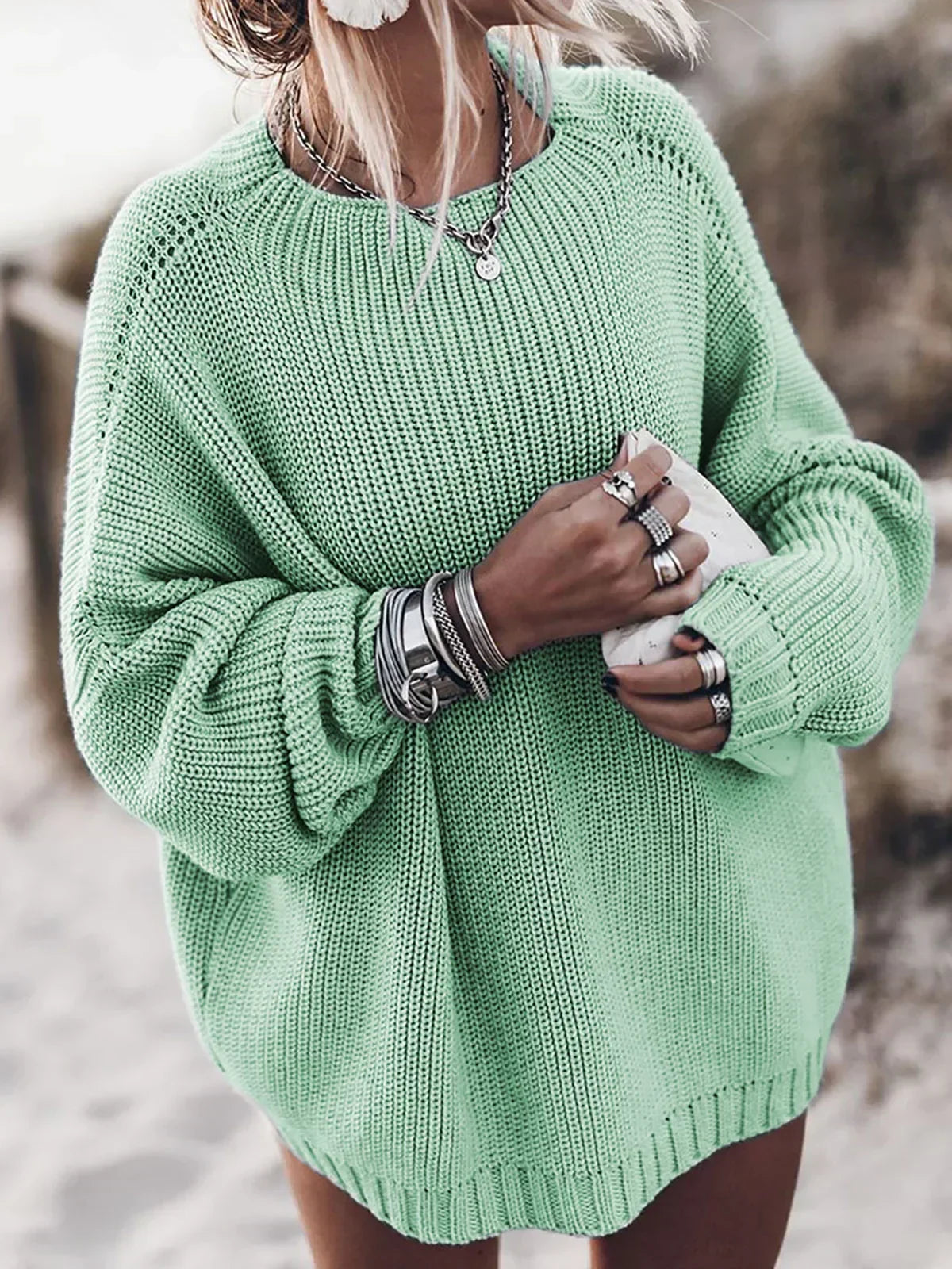 Simple Knit  Elastic  Winter Sweater