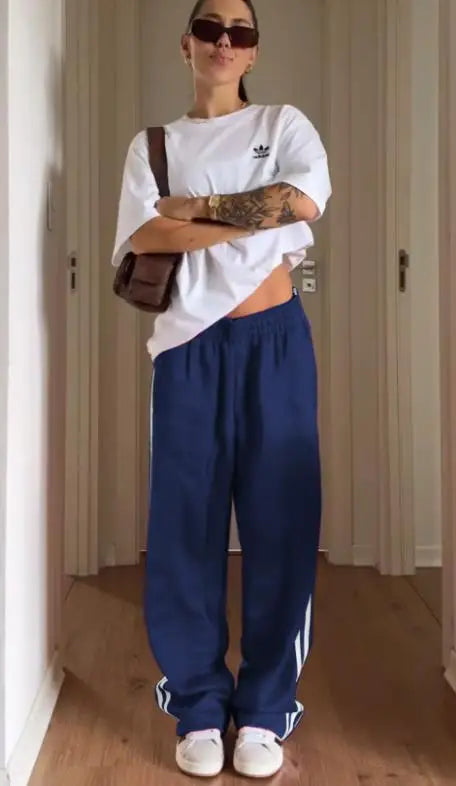 Y2K Striped Baggy Track Jogger Sweatpants Pant