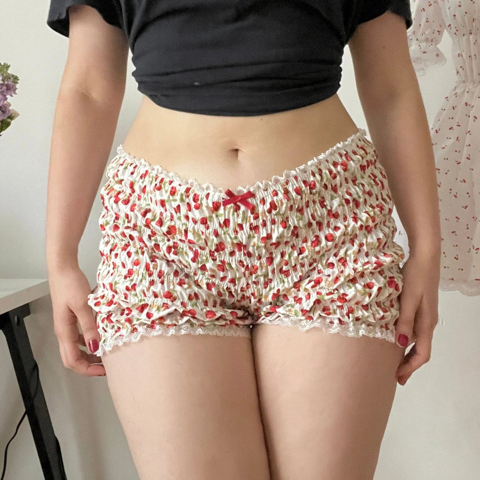 Cherry Print Ruffle Bloomer Short