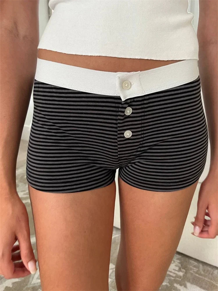 Solid Heart Print Elastic Short
