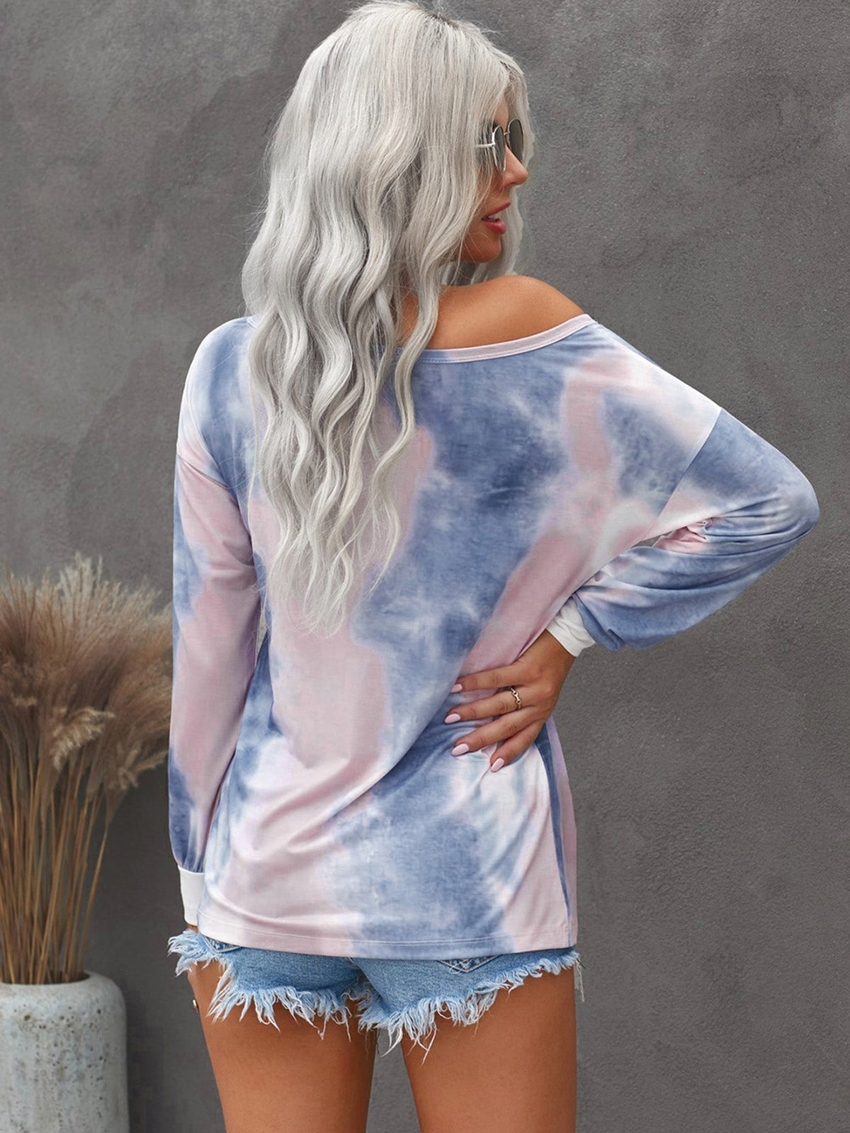 KittenAlarm - Women's Casual Tie-Dyed Long Sleeve Sweater Patchwork Shirt