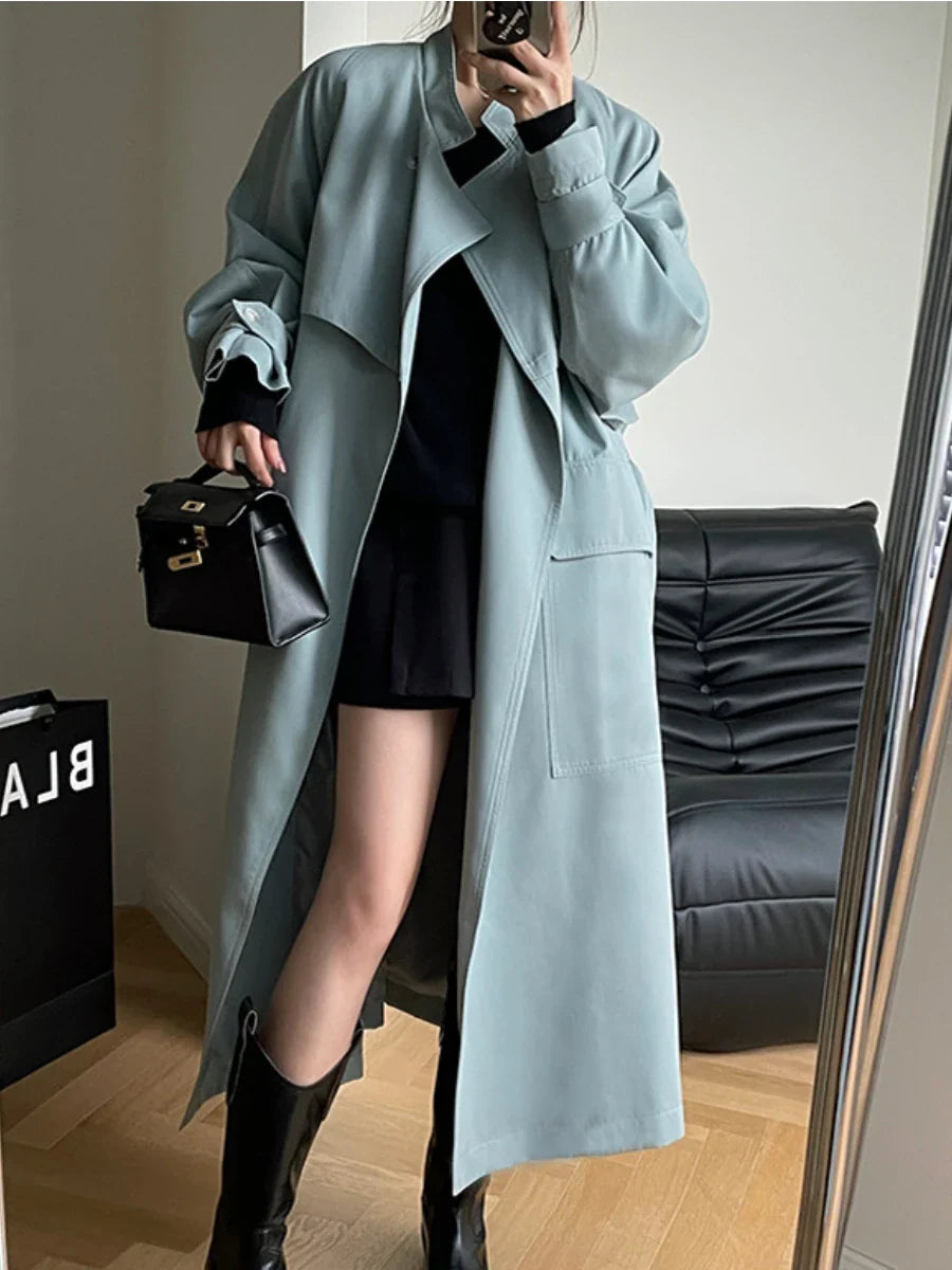 Windbreak Fashion Long Jacket Korean Casual Belt Cardigan Coats - Fashionpara