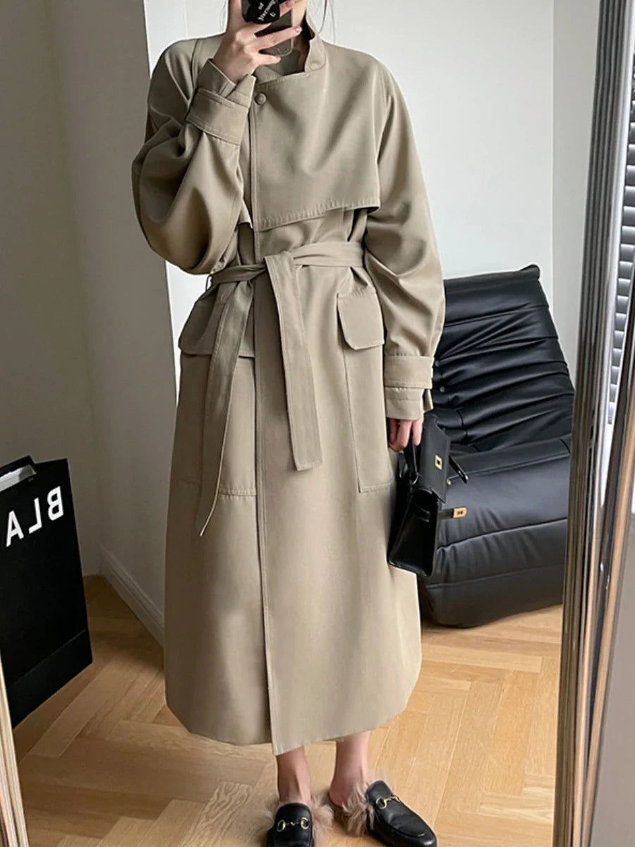 Windbreak Fashion Long Jacket Korean Casual Belt Cardigan Coats - Fashionpara