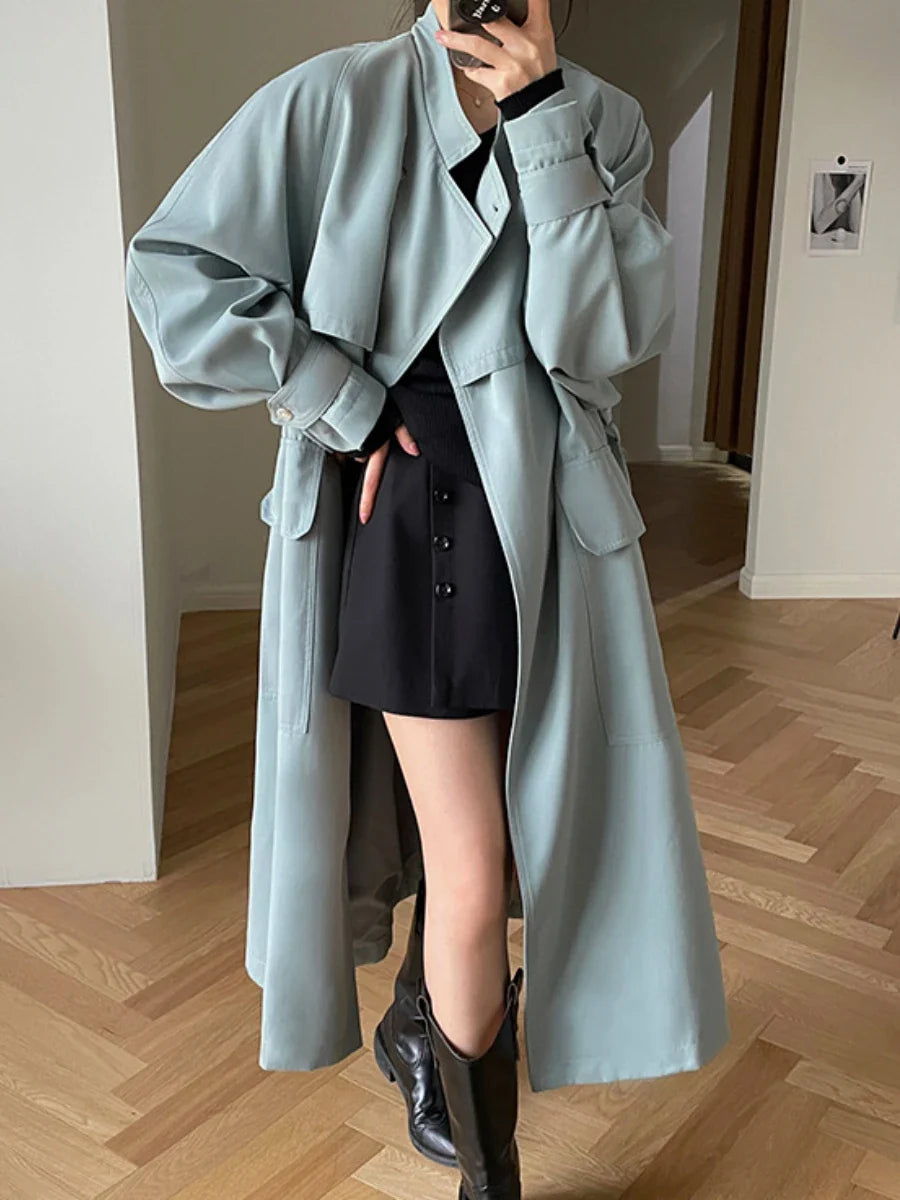 Windbreak Fashion Long Jacket Korean Casual Belt Cardigan Coats - Fashionpara