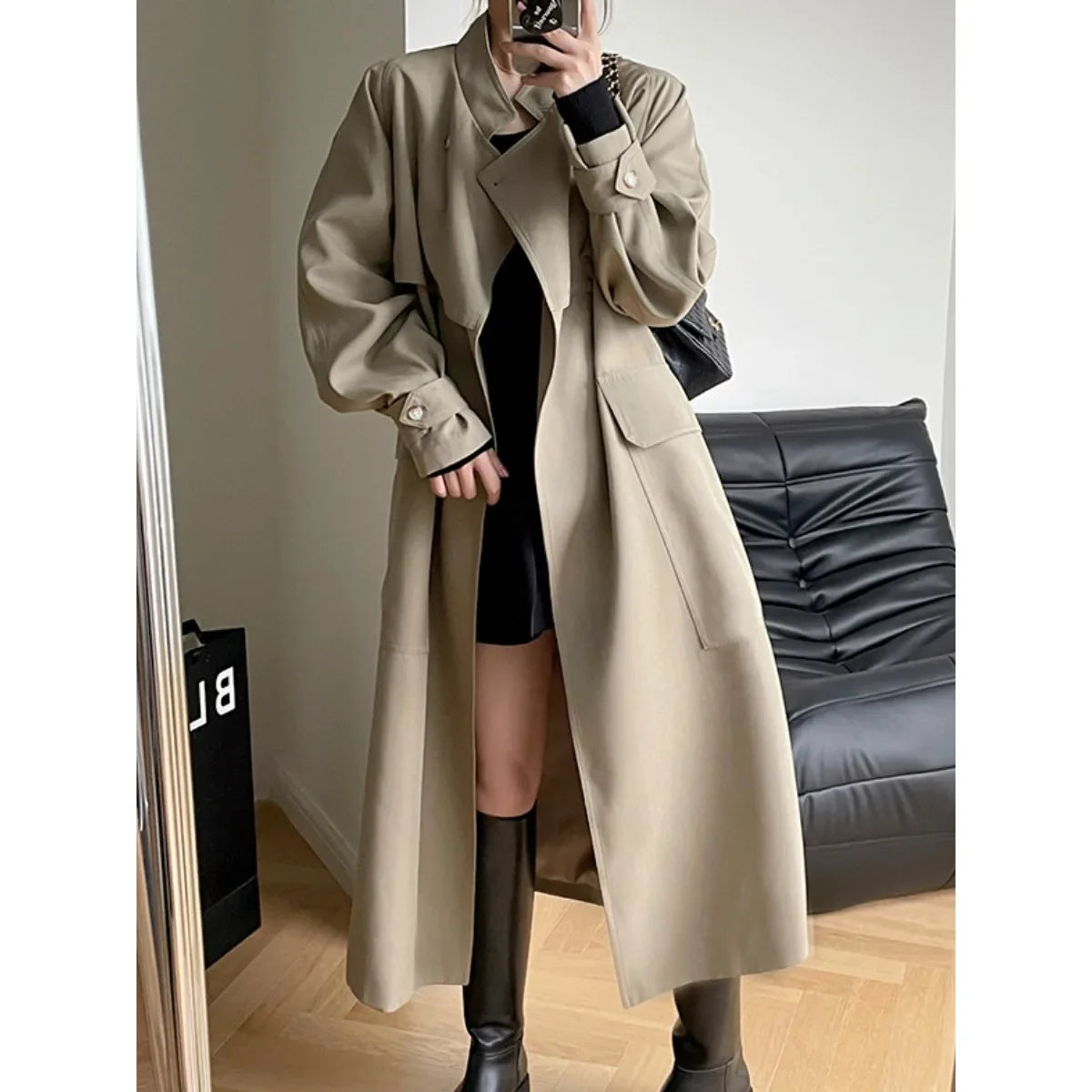 Windbreak Fashion Long Jacket Korean Casual Belt Cardigan Coats - Fashionpara