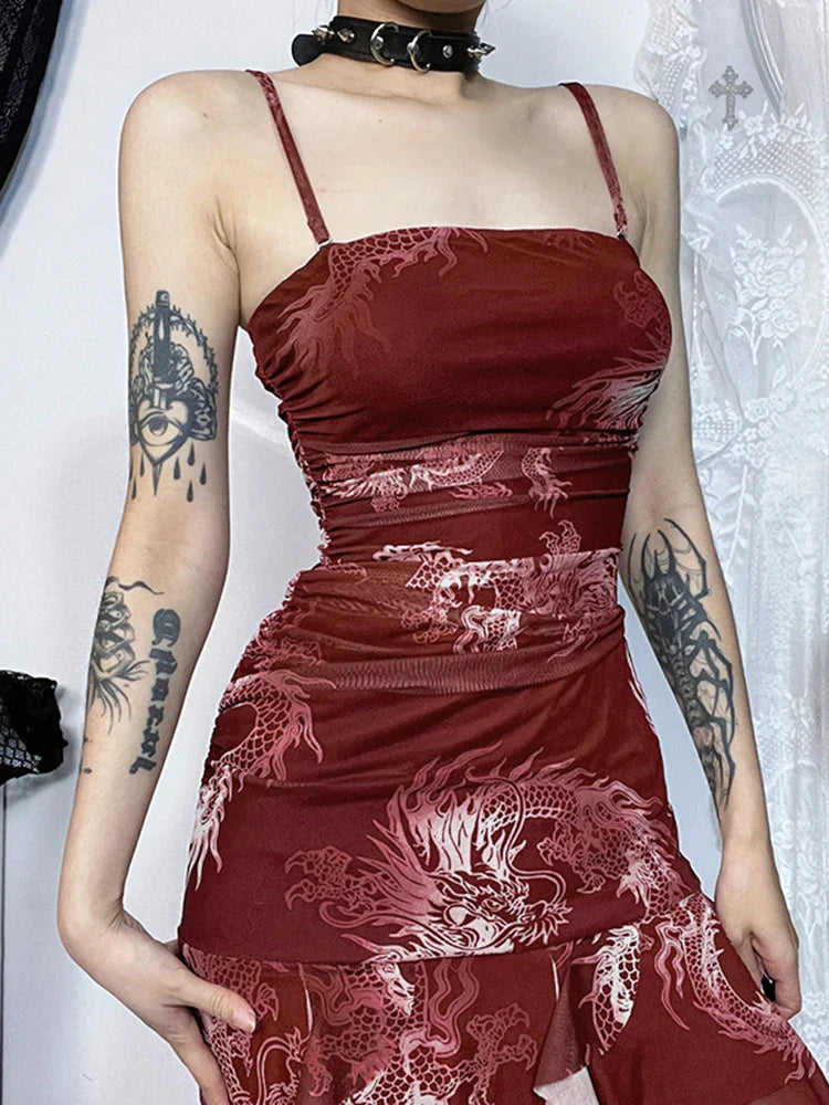 Uneven Suspenders Sleek Midi Dress