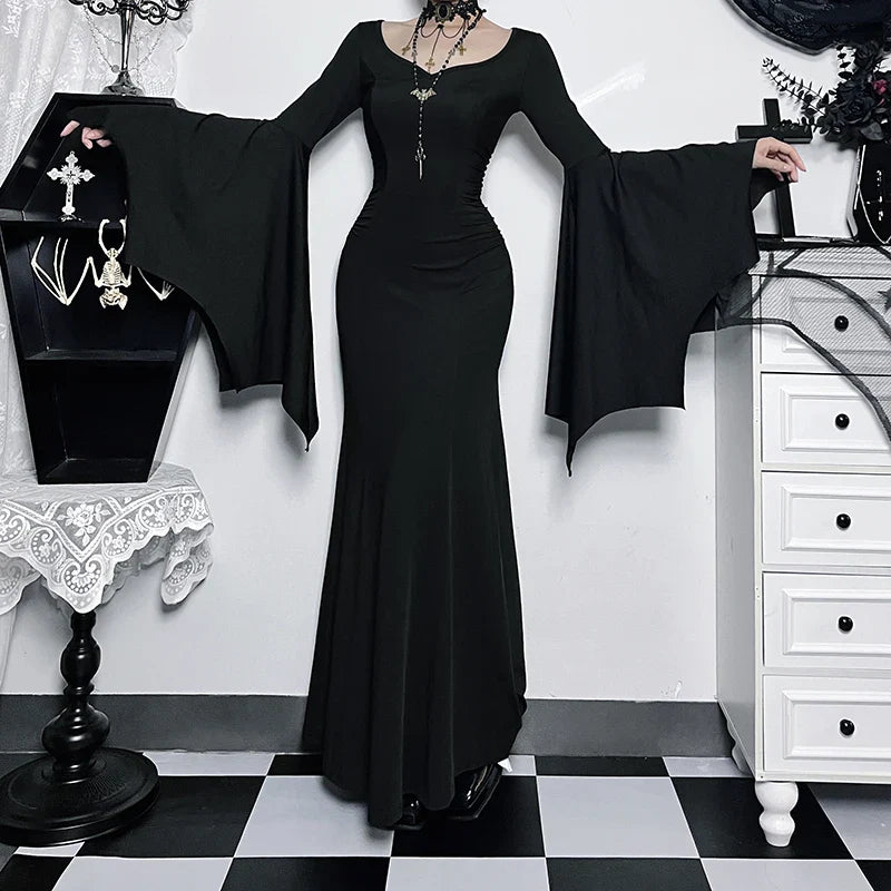 Slim Gothic Fall Daily Comfort Maxi Dress