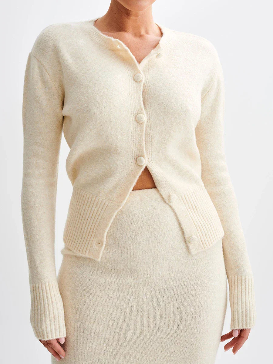 Ribbed Long Sleeve Button Cardigan