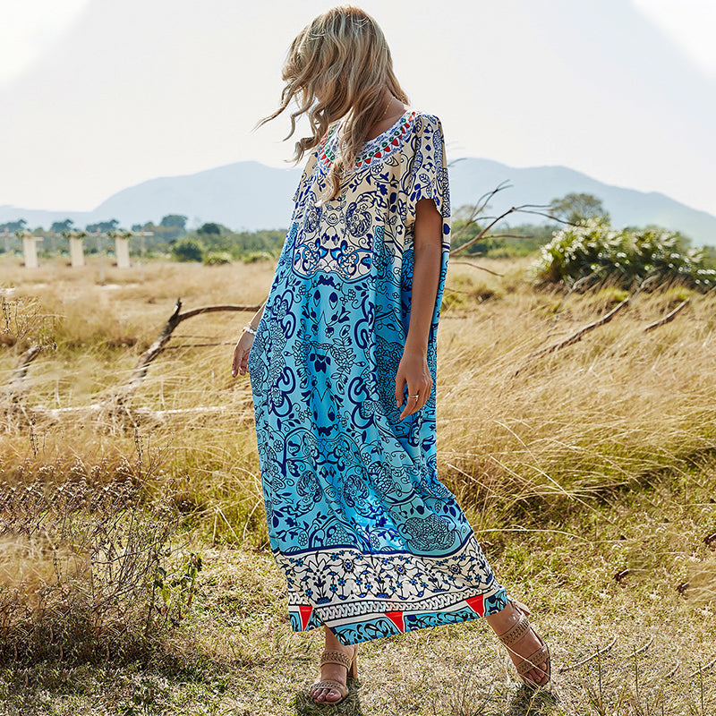 Women's Loose Large Size Printed Dress Casual Blouse - Fashionpara