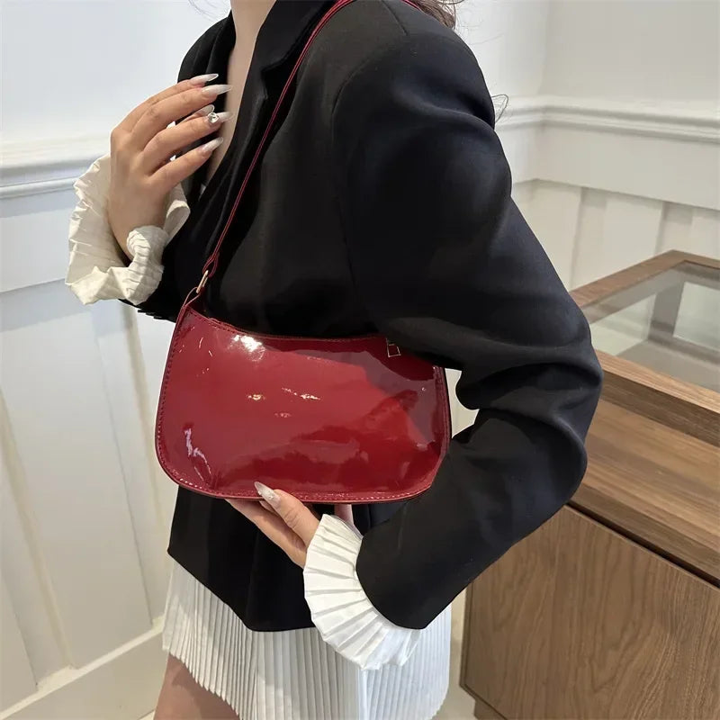Patent Leather Designer Shoulder Handbag
